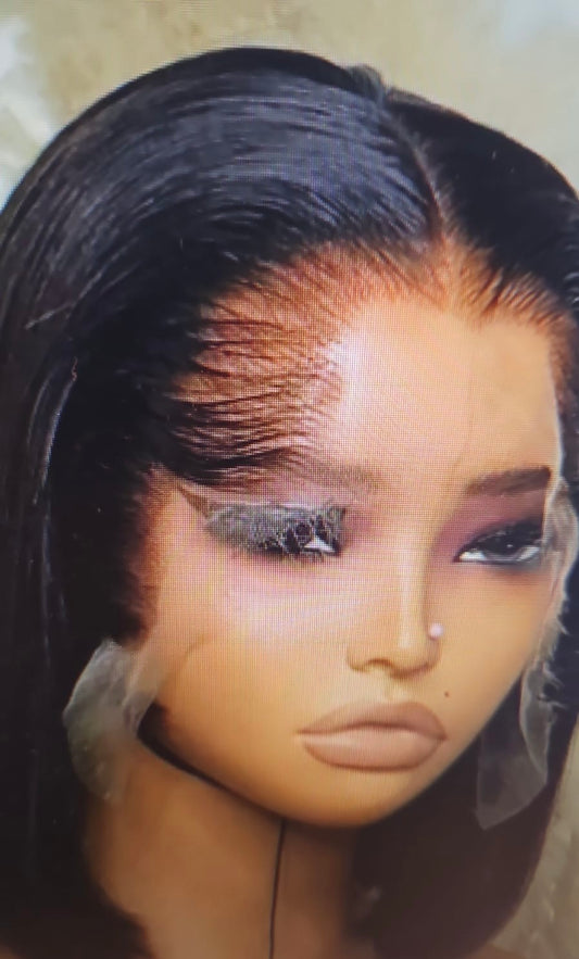 Perruque brésilienne en cheveux humains avec lace frontale transparente naturelle sans colle